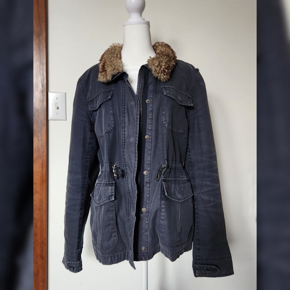 Levi's Detachable Fur Collar Navy Jacket M